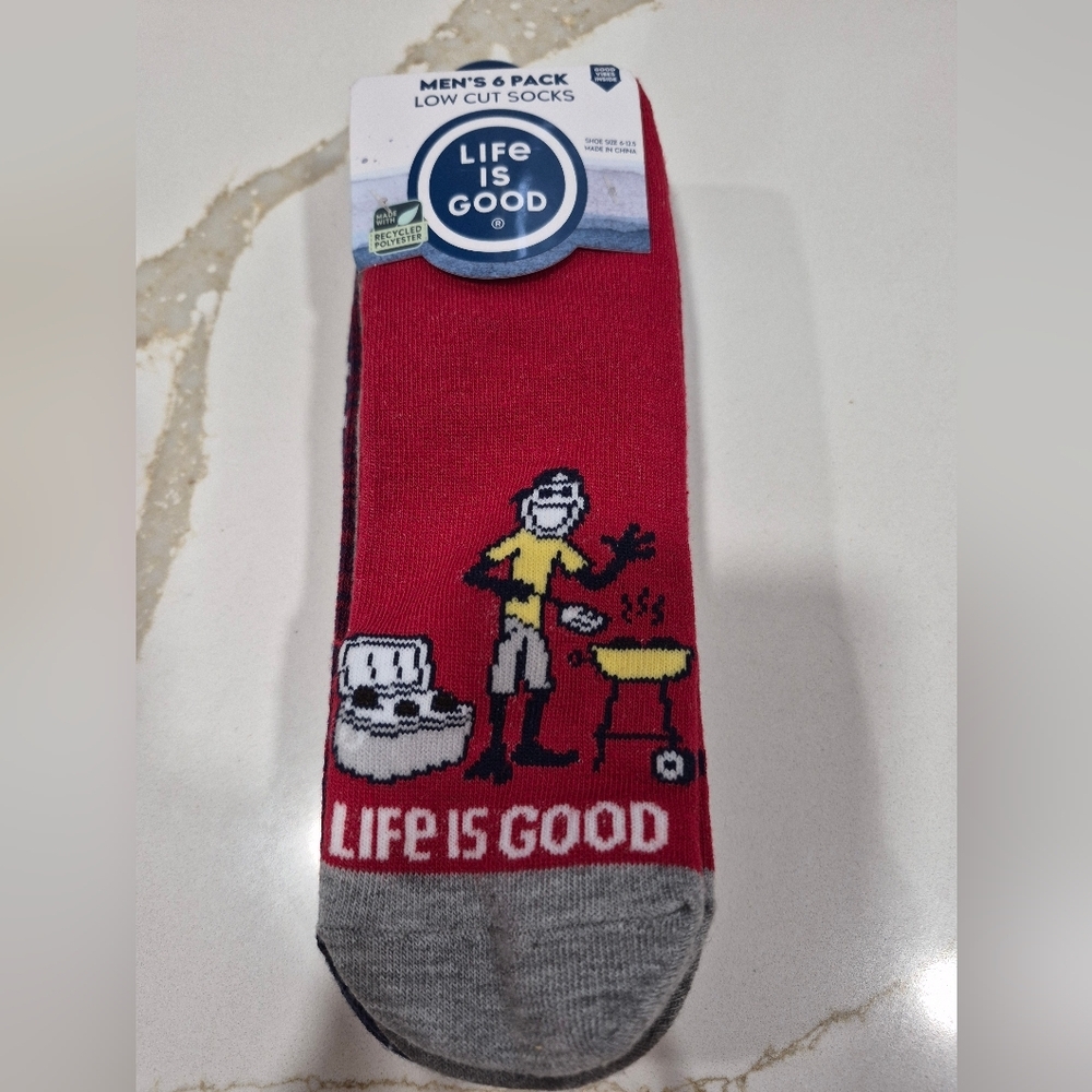 Life Is Good Men's Low Cut Socks - Gray, Blue, and Red